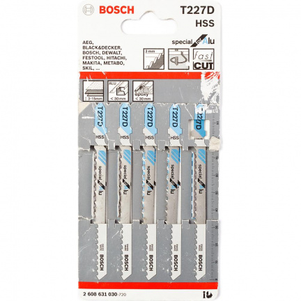 Набор пилок для лобзика по алюминию Bosch T227D 100мм 5шт (030)