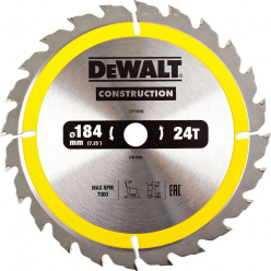 Диск пильный по дереву DeWalt CONSTRUCTION DT1939 184х16мм 24T